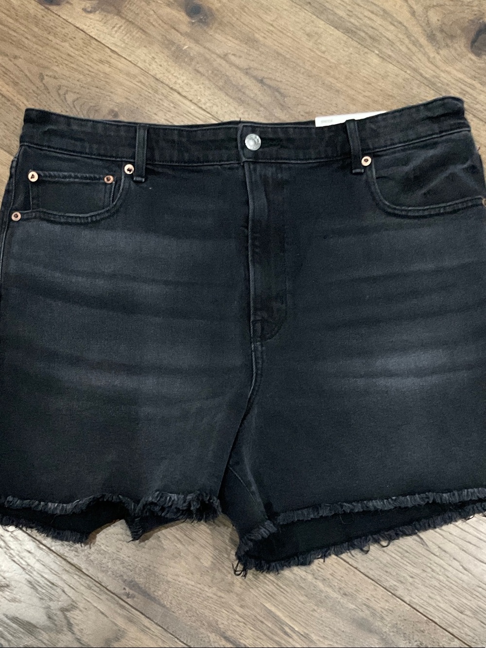 American Eagle Outfitters Black Frayed Hem Denim Shorts